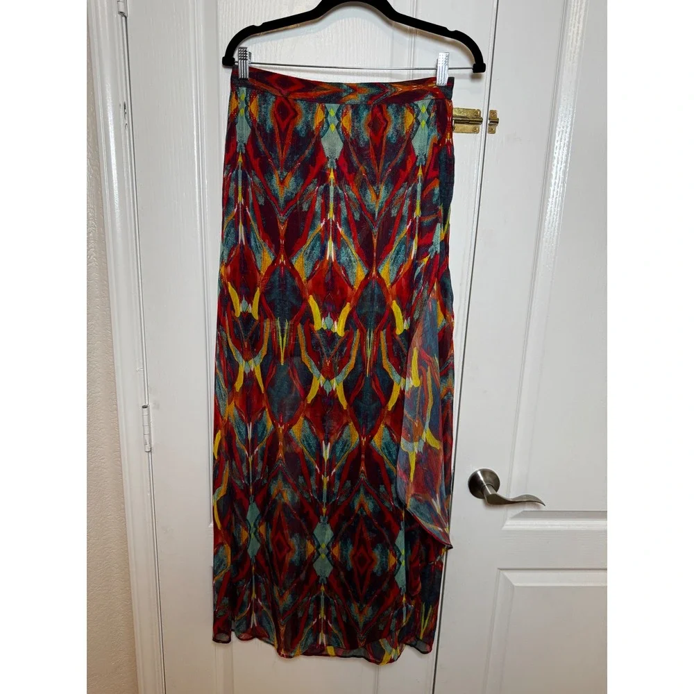 Alice + Olivia Multi Color Geometric Ikat Print Maxi Skirt
